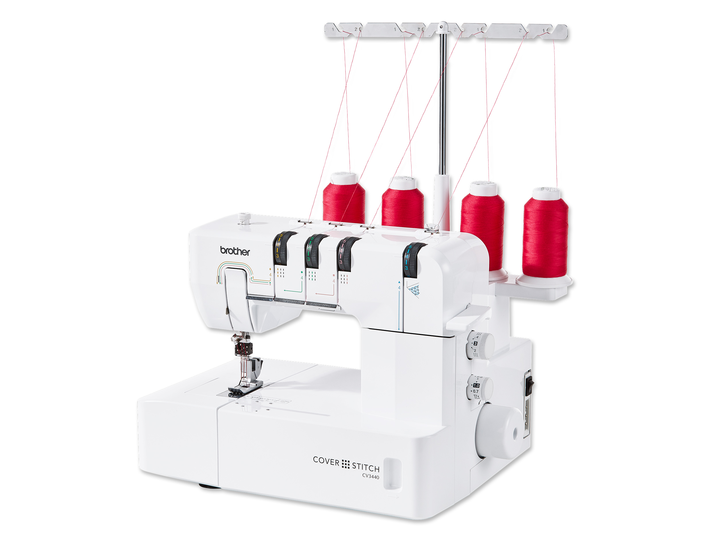 Brother CV3440 Coverstitch maskine med brugervenligt design og dæksømsfunktion – perfekt til professionelle sømme på strækstoffer