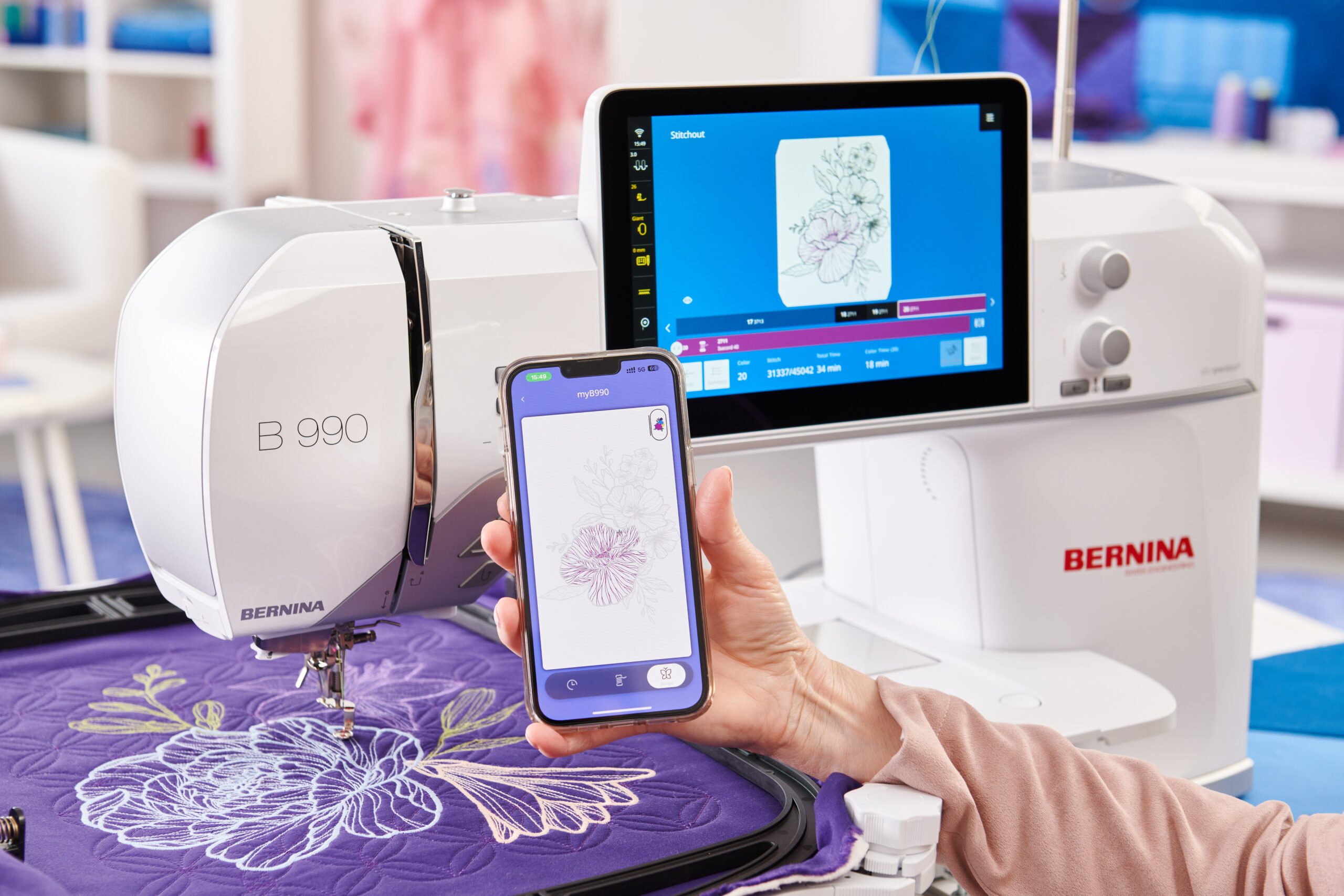 bernina 990 touchskærm med app egenskaber